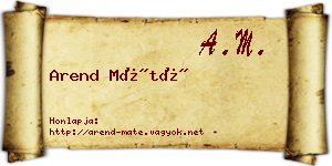 Arend Máté névjegykártya